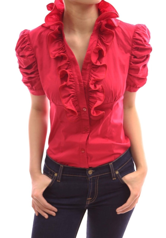 Sleeve Fitted Blouse Top