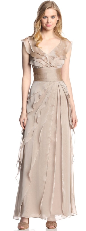 Womens Tiered Chiffon Gown