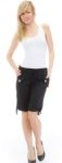 (24220R-Black-L) Classic Designs Juniors Poplin Stretch Bermuda Shorts w/ Elastic Waistband in Black...