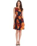 Ellen Tracy Women's Cap Sleeve Printed Kenya Fit and Flare Dress, Twilight Multi, 10