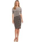 Anne Klein Women's Jersey Dress with Side Pleats, Chocolate/Ivory, 6