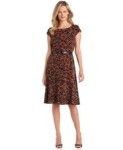 Anne Klein Women's Cap Sleeve Leopard Print Dress, Multi, 10