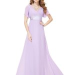 Ruffles Flutter Sleeve Evening Dress