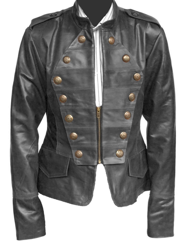 Women Military Style Leather Jacket