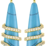 Turquoise and Cubic Zirconia Snake Earrings