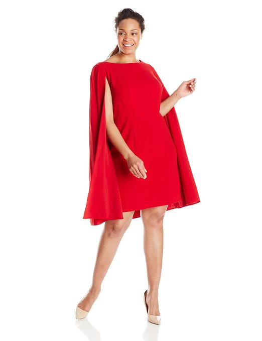 Adrianna Papell Women's Plus-Size Cape Sheath Dress