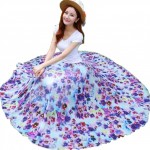 Chiffon Retro Long Maxi Skirt Vintage Dress