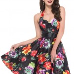 Women's Halter Vintage Rockabilly Ball Dress