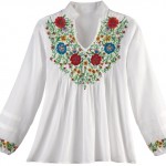 Women's Embroidered Flower Garden Blouse
