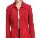 Women's Stacy Zip Front Suede Leather Jacket