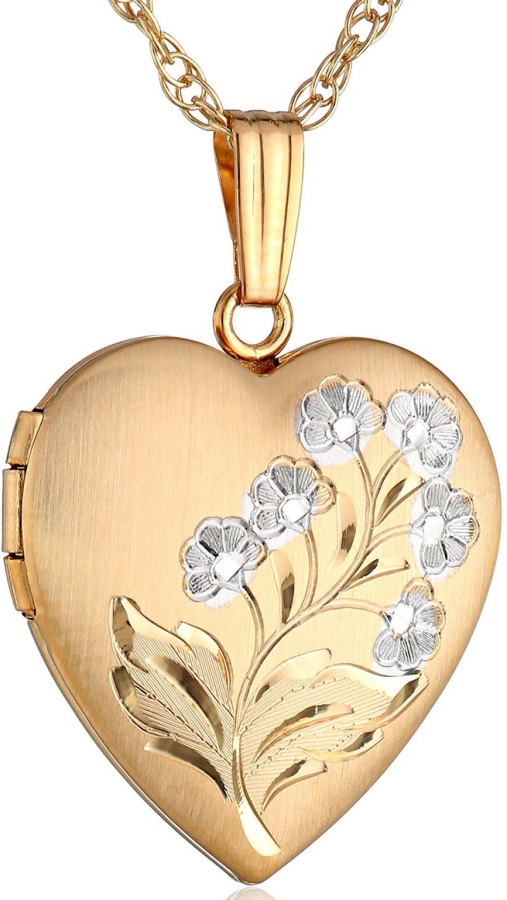 14k Gold-Filled Two-Tone Hand-Engraved Heart