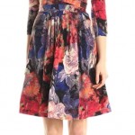 Women's Floral Pleated Fit and Flare Dress
