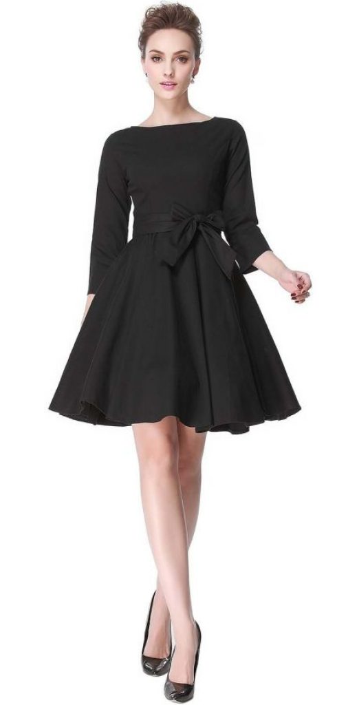 Hepburn 3/4 Sleeve Style Vintage Retro Swing Rockabilly Dresses ...