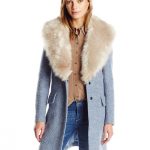 Mischka Women's Holly Wool Boucle with Faux Fox Fur Collar