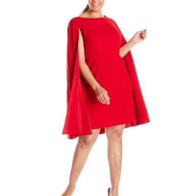 Adrianna Papell Women’s Plus-Size Cape Sheath Dress
