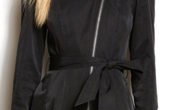 Armani Exchange Womens Drama Collar Trench Coat