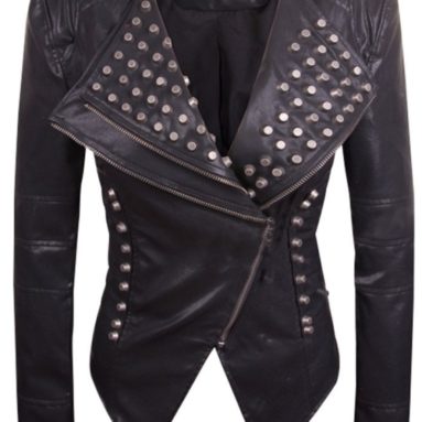 Asymmetrical Zip Front Leather Motorcycle Jacket