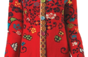 Flame Red Jacquard Long Sweater