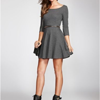 French Terry Fit-and-Flare Dress