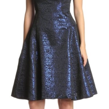 Metallic Beaded Fit-and-Flare Dress