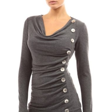 Neck Button Embellished Top