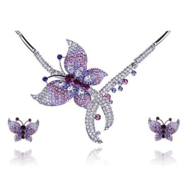 Purple Swarovski Necklace Earring Set