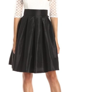 Sleeve Polka Dot Lace Large Pleat Skirt Dress