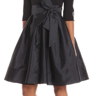 Taffeta Two-Fer Fit and Flare Dress